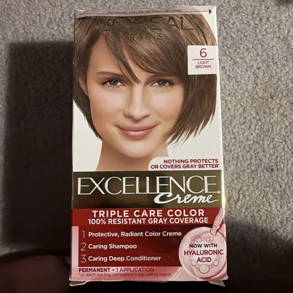 L'Oreal Paris Excellence Creme Hair Color 6 Light Brown 100% Gray Coverage NEW